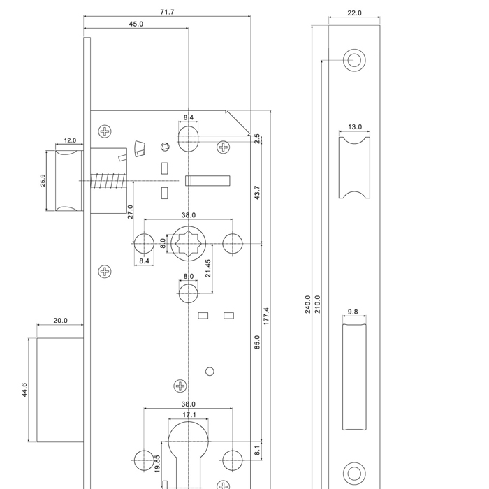 Euro Profile Mortise Lock- Contract Range - Image 2